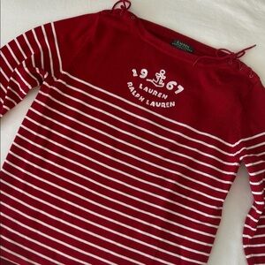 Ralph Lauren Red and White Nautical Sweater PM